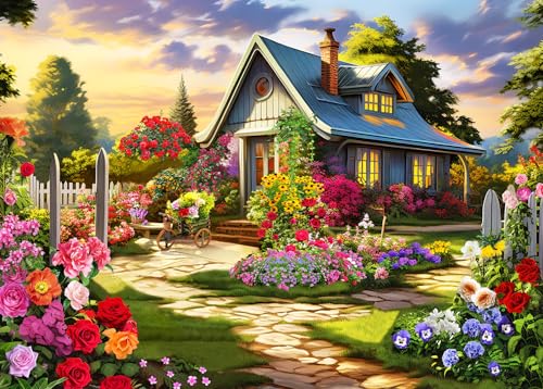 HUADADA 1000 Teile Puzzles für Erwachsene - Buntes Haus der Blumen - Puzzles für Erwachsene und Kinder 1000 Teile Lernspiele Bunte Puzzles für Heimdekoration von HUADADA