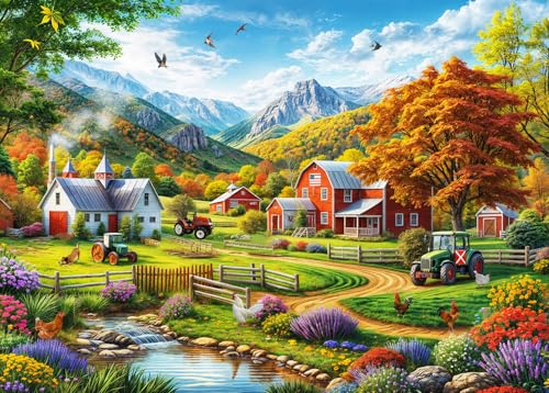 HUADADA 1000 Teile Puzzles für Erwachsene – Landleben – Puzzles für Erwachsene und Kinder, 1000 Teile, Lernspiele, bunte Puzzles für Heimdekoration von HUADADA