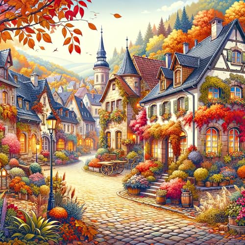 HUADADA 1024 Teile Puzzle für Erwachsene, 1024 Teile, 70 x 50 cm, Klassisch, Erwachsenenpuzzle, Stadt im Herbst von HUADADA