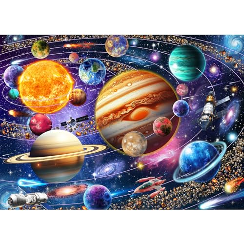 HUADADA Puzzle 1000 Teile, 1000 Teile Puzzle für Erwachsene, Impossible Puzzle, Puzzle-Geschenk, Geschicklichkeitsspiele, Clevere Rätsel, Puzzle Farbenfrohes, Puzzle mit Sonnensystem-Motiv von HUADADA