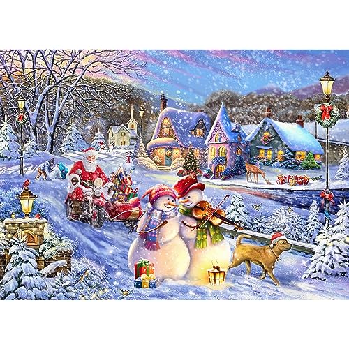 HUADADA Puzzle 1000 Teile, Puzzle Erwachsene, 1000 Teile Puzzle für Erwachsene, Impossible Puzzle, Puzzle-Geschenk, Geschicklichkeitsspiel für Die Ganze Familie, Puzzle mit Frohe Weihnachten-Motiv von HUADADA