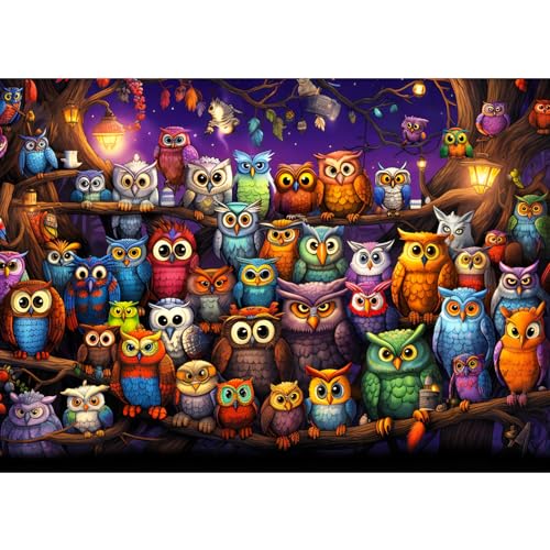 HUADADA Puzzle 1000 Teile, Puzzle Erwachsene, 1000 Teile Puzzle für Erwachsene und Kinder, Impossible Puzzle, Puzzle-Geschenk, Clevere Rätsel, Puzzle Farbenfrohes, Puzzle mit Magische Eule-Motiv von HUADADA