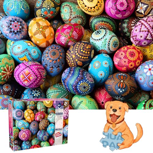 HUADADA Puzzle 1000 Teile, Puzzle Erwachsene, 1000 Teile Puzzle für Erwachsene und Kinder, Impossible Puzzle, Puzzle-Geschenk, Clevere Rätsel, Puzzle Farbenfrohes, Puzzle mit Ostereier-Motiv von HUADADA