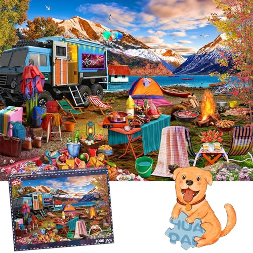 HUADADA Puzzle 1000 Teile, Puzzle Erwachsene, 1000 Teile Puzzle für Erwachsene und Kinder, Impossible Puzzle, Puzzle-Geschenk, Clevere Rätsel, Puzzle Farbenfrohes, Puzzle mit Picknick-Motiv von HUADADA