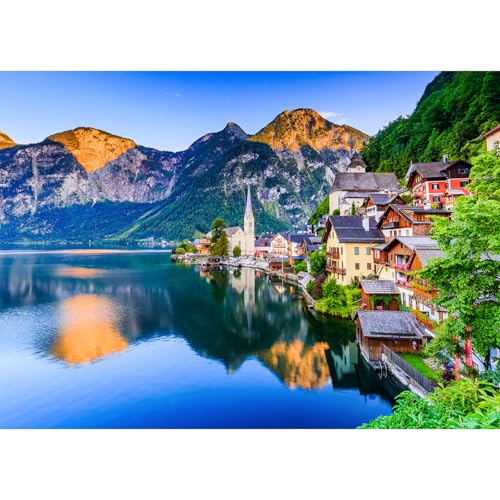 HUADADA Puzzle 1000 Teile, Puzzle für Erwachsene, Impossible Puzzle, Puzzle-Geschenk, Geschicklichkeitsspiel für die ganze Familie,Puzzle Farbenfrohes, Puzzle mit Hallstatt Village-Motiv von HUADADA