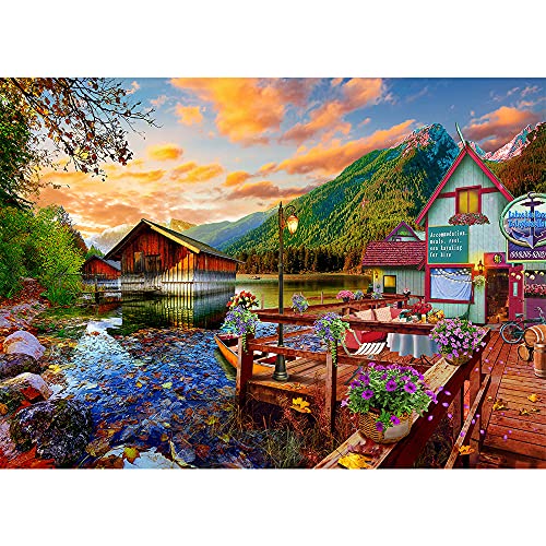 HUADADA Puzzle 1000 Teile,Puzzle für Erwachsene, Impossible Puzzle,Puzzle farbenfrohes Legespiel,Geschicklichkeitsspiel für die ganze Familie,Erwachsenenpuzzle,Kanusee von HUADADA