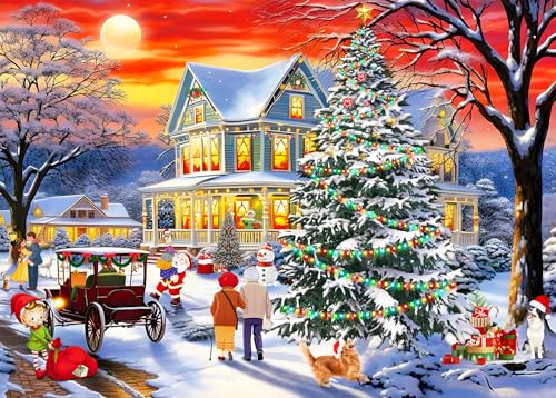 HUADADA Weihnachtspuzzles 1000 Teile für Erwachsene - Holiday Collection Villa Castle- Heiligabend Puzzle für Erwachsene und Kinder 1000 Teile Urlaub Puzzle von HUADADA