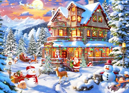 HUADADA Weihnachtspuzzles 1000 Teile für Erwachsene - Weihnachtsstimmung Puzzle 1000 Teile - Puzzle für Erwachsene und Kinder 1000 Teile Urlaub Puzzle von HUADADA