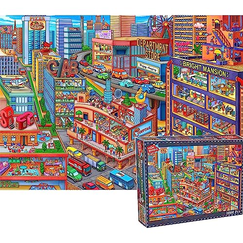 Huadada Puzzle 1000 Teile Puzzle für Erwachsene Kinder Kunst RäTsel Fantasy Anspruchsvoll Schwierig Jigsaw Puzzle für Kinder MäDchen Lernspiel Herausforderung Spielzeug (Commercial Center) von HUADADA