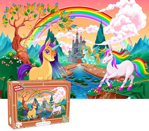 Puzzle 100 Teile Kinder für Children from 6 Years,Regenbogen Und Schloss Kinderpuzzle,Castle 100 Piece Puzzles Children Toys Gifts Gifts Girls Age 6-8, 8-10 Years Old von HUADADA