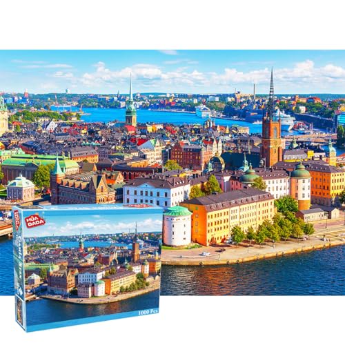 Puzzle 1000 Teile, Erwachsene und Kinder Puzzle 1000 Teile,High Difficulty Familienpuzzlespiel-Stockholm, Schweden Puzzles von HUADADA