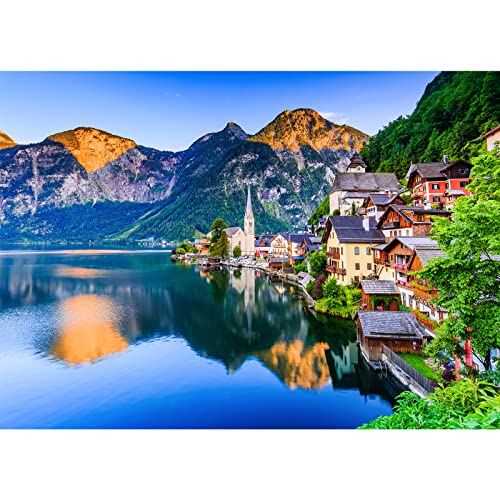 Puzzle 1000 Teile,Puzzle Erwachsene, Impossible Puzzle, Geschicklichkeitsspiel für die ganze Familie,Puzzle farbenfrohes Legespiel -Hallstatt Village .Home Dekoration Puzzle. von HUADADA