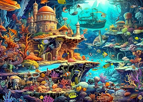 Puzzle 1000 Teile,Puzzle für Erwachsene, Impossible Puzzle,Puzzle farbenfrohes Legespiel, Wunderlicher Meeresboden von HUADADA