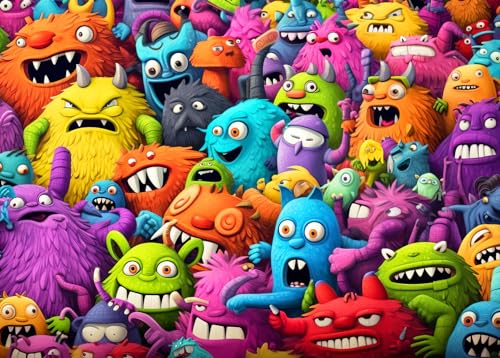 Puzzle 1000 Teile,Puzzle für Erwachsene, Impossible Puzzle,Puzzle farbenfrohes Legespiel-Verrückte Monster -Puzzle Geschenke von HUADADA