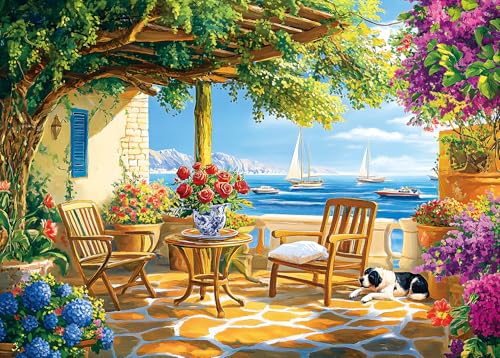 Puzzle 1000 Teile für Erwachsene, klassisches Lernspiel Wunderschönes Dekoration-Farbenfrohe mediterrane Terrasse-Puzzle Geschenke Puzzle 1000 Teile für Erwachsene, klassisches Lernspiel Wunderschönes Dekoration-Farbenfrohe mediterrane Terrasse-Puzzle Geschenke von HUADADA