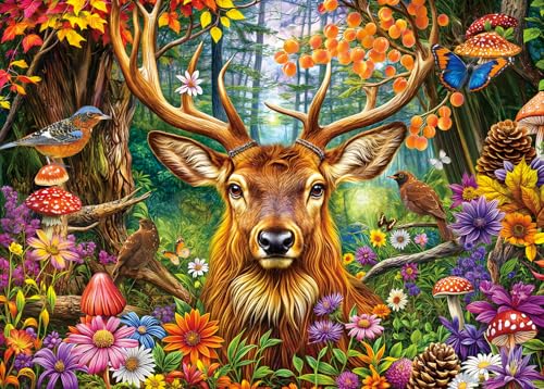 Puzzle 1000 Teile für Erwachsene, klassisches Lernspiel Wunderschönes Dekoration-Farbenfroher MärchenwaldBezauberndes REH-Puzzle Geschenke Puzzle 1000 Teile für Erwachsene, klassisches Lernspiel Wunderschönes Dekoration-Farbenfroher MärchenwaldBezauberndes REH-Puzzle Geschenke von HUADADA