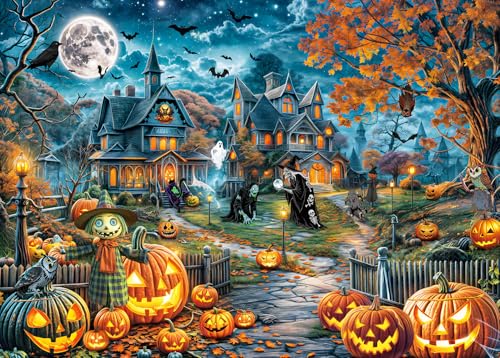 Puzzle 1000 Teile für Erwachsene, klassisches Lernspiel Wunderschönes Dekoration-Gruselige Halloween Schlossnacht Fantasy Hexen- Puzzle Geschenke Puzzle 1000 Teile für Erwachsene, klassisches Lernspiel Wunderschönes Dekoration-Gruselige Halloween Schlossnacht Fantasy Hexen- Puzzle Geschenke von HUADADA