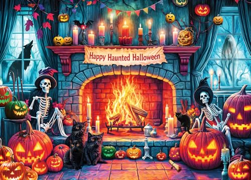 Puzzle 1000 Teile für Erwachsene, klassisches Lernspiel Wunderschönes Dekoration-Horror Halloween Spukkamin und Skelette- Puzzle Geschenke Puzzle 1000 Teile für Erwachsene, klassisches Lernspiel Wunderschönes Dekoration-Horror Halloween Spukkamin und Skelette- Puzzle Geschenke von HUADADA
