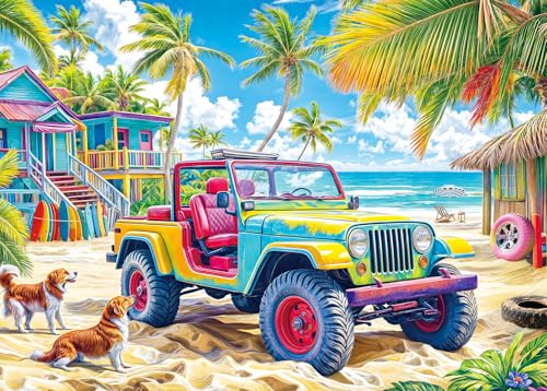 Puzzle 1000 Teile für Erwachsene, klassisches Lernspiel Wunderschönes Dekoration-Lebendiger Strandbuggy & farbenfrohe Küstenhütten-Puzzle Geschenke Puzzle 1000 Teile für Erwachsene, klassisches Lernspiel Wunderschönes Dekoration-Lebendiger Strandbuggy & farbenfrohe Küstenhütten-Puzzle Geschenke von HUADADA