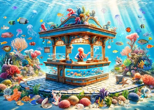 Puzzle für Erwachsene 1000 Teile Puzzle für Erwachsene 1000 Teile Puzzle 1000 Teile Fantasie Meeresboden -Unterwasserkiosk eingebettet zwischen Korallenriffen von HUADADA