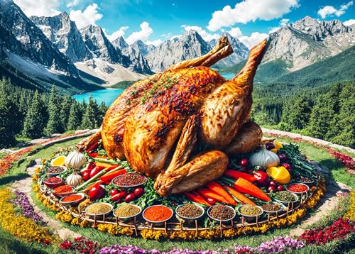 Thanksgiving-Herbst-Puzzle, 1000-teiliges Puzzle für Erwachsene, bunte Gewürze, Truthahn-Puzzle, Puzzles für Erwachsene und Kinder, 1000 Teile, Lernspiele, bunte Puzzles für Heimdekoration von HUADADA