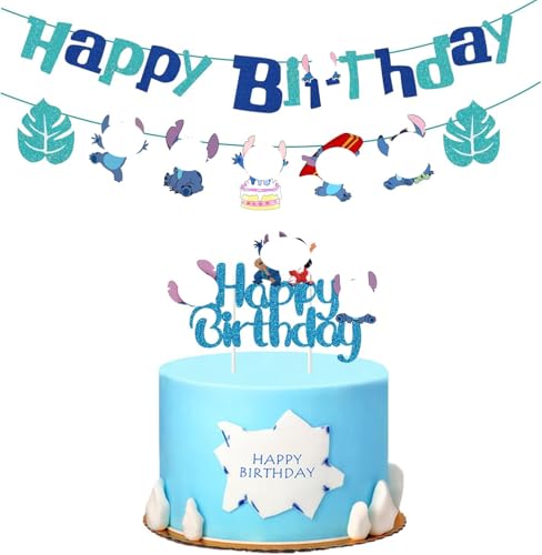 Cartoon Cake Topper Happy Birthday Girlande, Happy Birthday Banner, Happy Birthday Tortendeko Geburtstag, Kuchendekoration, Cartoon Kuchen Topper, Kuchen Deko, für Geburtstag Party Babyparty von HUAIZAN