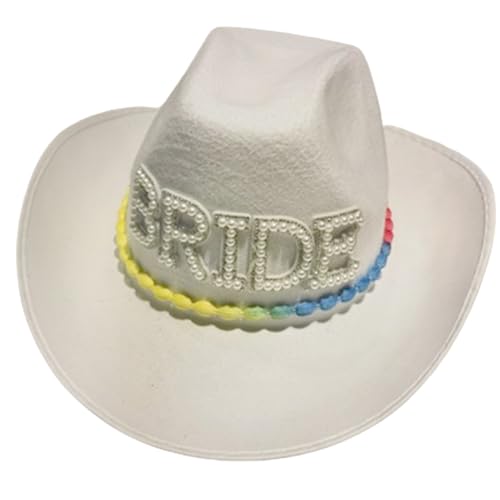 HUAJINGKEJI Cowboyhut, Regenbogen-Riemenhut für Damen, Rollenspiel, Hochzeit, Party, Requisiten, Junggesellinnenabschied, Frauenhut von HUAJINGKEJI