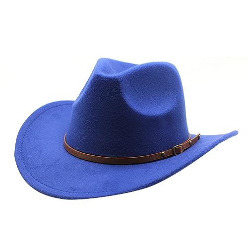 HUAJINGKEJI Cowboyhut, Wollfilzhut für Erwachsene mit Schnalle, Gürtel, Mode, Karneval, Party, Kostüm, Damen, Herren, Halloween, Partyzubehör von HUAJINGKEJI