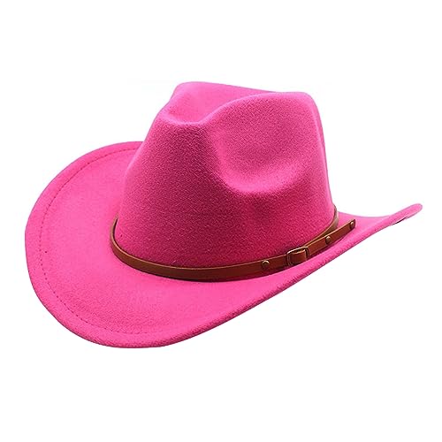 HUAJINGKEJI Cowboyhut, Wollfilzhut für Erwachsene mit Schnalle, Gürtel, Mode, Karneval, Party, Kostüm, Damen, Herren, Halloween, Partyzubehör von HUAJINGKEJI