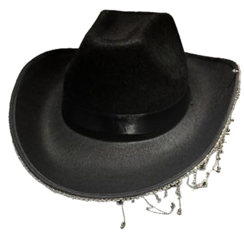 HUAJINGKEJI Cowboyhut, glänzender Stern, Perlenhut, Hochzeitshut, Fotografiehut, elegantes Accessoire von HUAJINGKEJI