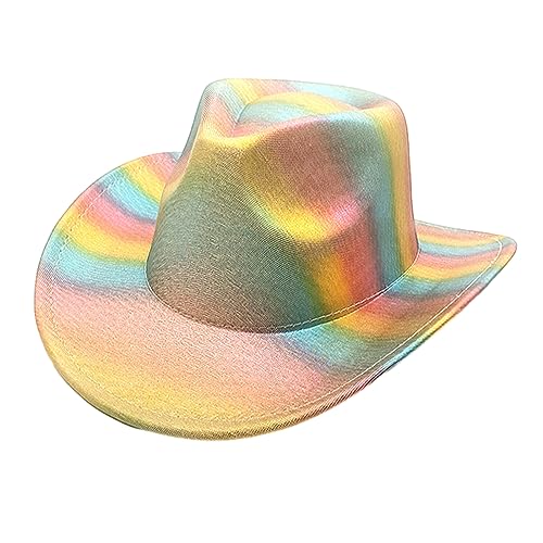 HUAJINGKEJI Cowboyhut, verträumter Westernhut für Damen und Mädchen, Foto-Requisiten, Regenbogen für Nachtclub, Tanz, Urlaub von HUAJINGKEJI