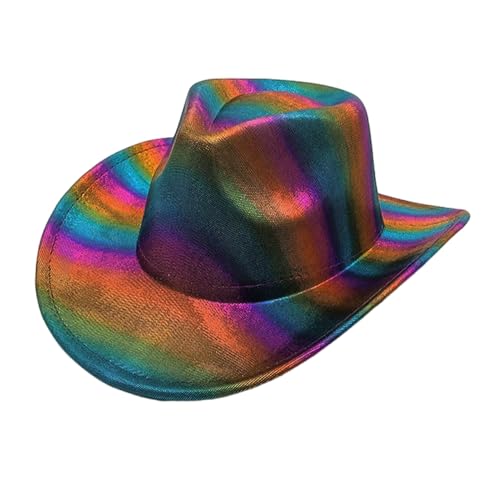 HUAJINGKEJI Cowboyhut, verträumter Westernhut für Damen und Mädchen, Foto-Requisiten, Regenbogen für Nachtclub, Tanz, Urlaub von HUAJINGKEJI