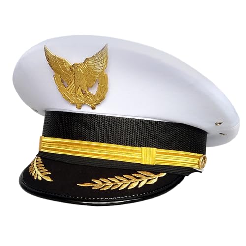 HUAJINGKEJI Kapitän Uniform Kapitän Hut für Erwachsene Captain Party Cosplay Kostüm Maskeraden Kapitän Hut für Halloween Party von HUAJINGKEJI