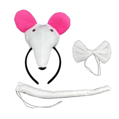 HUAJINGKEJI Mädchen-Maus-Kostüm, Stirnband, Krawatte, Schwanz, Bühnenrequisiten-Set, Halloween-Party, Anime-Kostüm, Zubehör, Kinder-Foto-Requisiten von HUAJINGKEJI