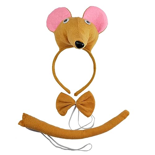 HUAJINGKEJI Mädchen-Maus-Kostüm, Stirnband, Krawatte, Schwanz, Bühnenrequisiten-Set, Halloween-Party, Anime-Kostüm, Zubehör, Kinder-Foto-Requisiten von HUAJINGKEJI