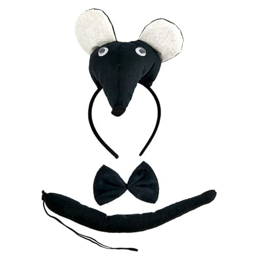 HUAJINGKEJI Mädchen-Maus-Kostüm, Stirnband, Krawatte, Schwanz, Bühnenrequisiten-Set, Halloween-Party, Anime-Kostüm, Zubehör, Kinder-Foto-Requisiten von HUAJINGKEJI