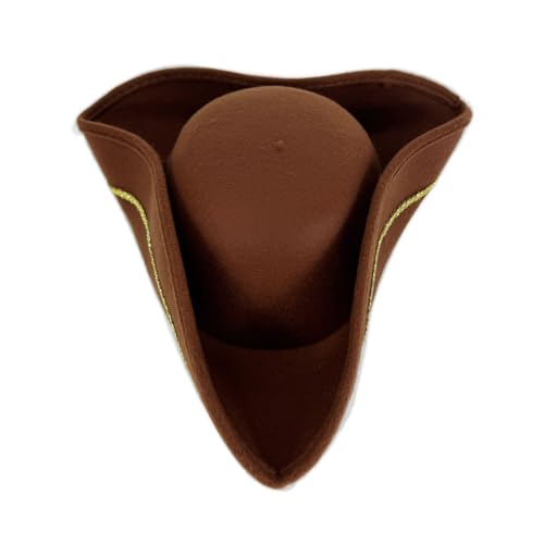 HUAJINGKEJI Viktorianischer Piratenhut mit goldgenähtem weichem Futter, Dreizackhut für Kostümpartys, Vintage-Kostüm für Erwachsene HUAJINGKEJI Viktorianischer Piratenhut mit goldgenähtem weichem Futter, Dreizackhut für Kostümpartys, Vintage-Kostüm für Erwachsene von HUAJINGKEJI