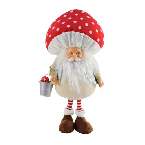 HUAJINGKEJI Weihnachtswichtel, Puppen mit Pilzhut, Festival, Heimdekoration, handgefertigte Polyester-Figur für Büro, Partyzubehör von HUAJINGKEJI