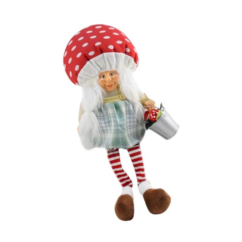 HUAJINGKEJI Weihnachtswichtel, Puppen mit Pilzhut, Festival, Heimdekoration, handgefertigte Polyester-Figur für Büro, Partyzubehör von HUAJINGKEJI