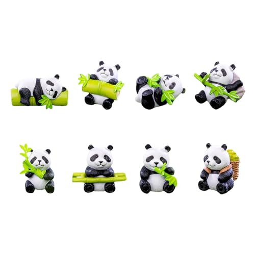 Cartoon-Panda-Miniatur-Statuen, Set mit 8 Cartoon-Tierfiguren für Kuchendekorationen und Tisch-Gartendekorationen, Ornamente von HUANGANG