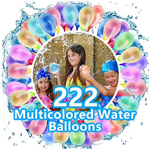 222 Stück Wasserbomben Selbstschließend, 60 Sekunden Schnellfüller Wasserballons Set, Bunt Gemischt Wasser Luftballons, Wasserspielzeug Kinder Sommer Party von HUANGLG