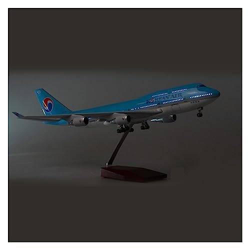 HUANTY Aerobatic Flugzeug 47CM Für Korean Air Boeing B747 Flugzeug Modell Flugzeug 1/160 Skala Diecast Harz Licht Und Rad Flugzeug Geschenk Sammlung(EIN,with Light) von HUANTY