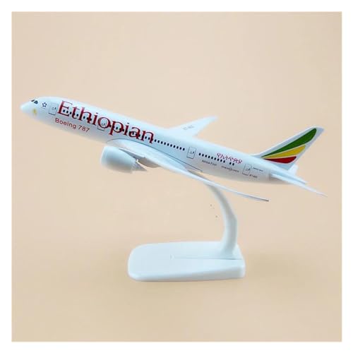 HUANTY Aerobatic Flugzeug Für Äthiopische Fluggesellschaften Boeing B787 Airlines Modell Druckguss Legierung Flugzeug Flugzeug Sammlung Kid Display 1/300 Skala 20CM von HUANTY