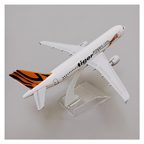 HUANTY Aerobatic Flugzeug Singapore Tiger Airways A320 Druckguss-Flugzeugmodell, Tiger Airbus 320 Airlines, Flugzeugmodell, Geschenke, 16 cm von HUANTY