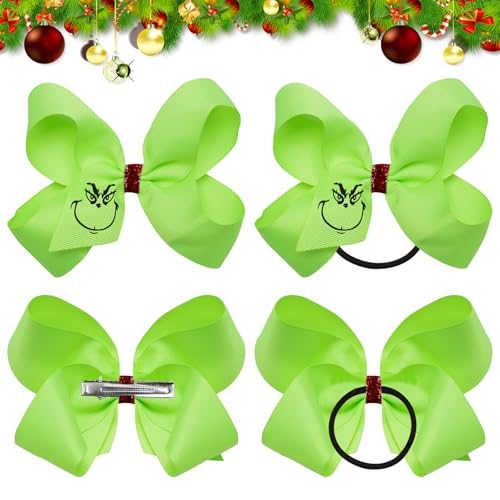 HUARYEN 4 Stück Weihnachts Haarschmuck Weihnachten Haarklammern Grinch Weihnachts Accessoires Haarschmuck Haarspangen Weihnachten Grinch Weihnachts Haarspangen Haarschmuck Weihnachten Mädchen von HUARYEN