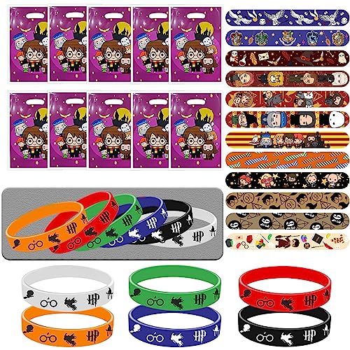 HUARYEN 34 Stück Wizard Party Mitgebsel Geschenke, 12 Silikon Armbänder Kinder 12 Schnapparmband Kinder 10 Süßigkeitentüten Give Aways für Jungen Mädchen Thema Party Dekorationen von HUARYEN