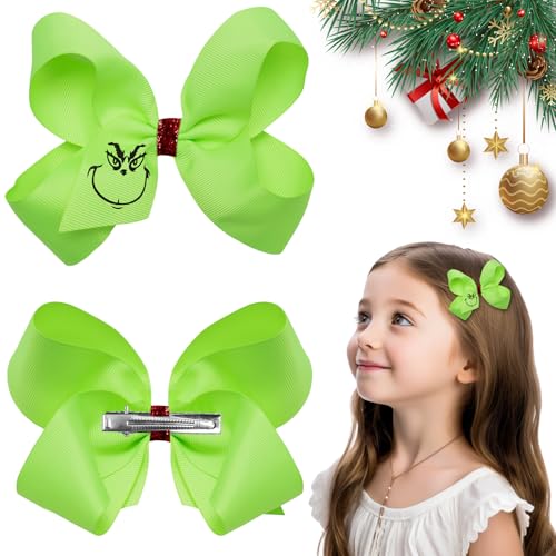 HUARYEN Weihnachts Haarschmuck 2 Stück Grinch Weihnachts Haarklammern Weihnachten Haarschmuck Weihnachts Grinch Haarspangen Haarklammern Weihnachts Deko Haarspange für Kinder Mädchen Grün von HUARYEN