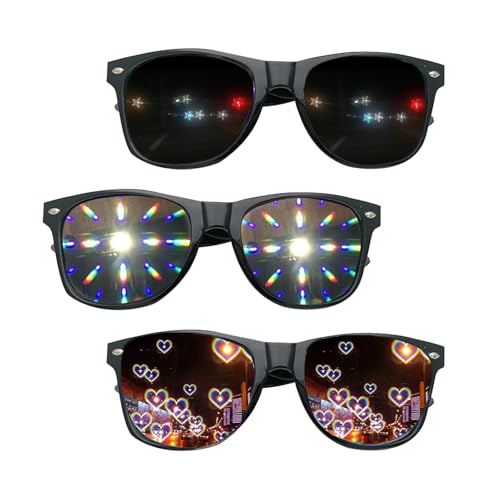 HUATEEN Diffractions Party Brille,3 Stück 3D-Prisma,Herz-Stern-Feuerwerk-Effekt,Rave-Brille,Kaleidoskop-Brille,Party-Brille für Damen und Herren,für Partys,Clubs und Konzerte HUATEEN Diffractions Party Brille,3 Stück 3D-Prisma,Herz-Stern-Feuerwerk-Effekt,Rave-Brille,Kaleidoskop-Brille,Party-Brille für Damen und Herren,für Partys,Clubs und Konzerte von HUATEEN