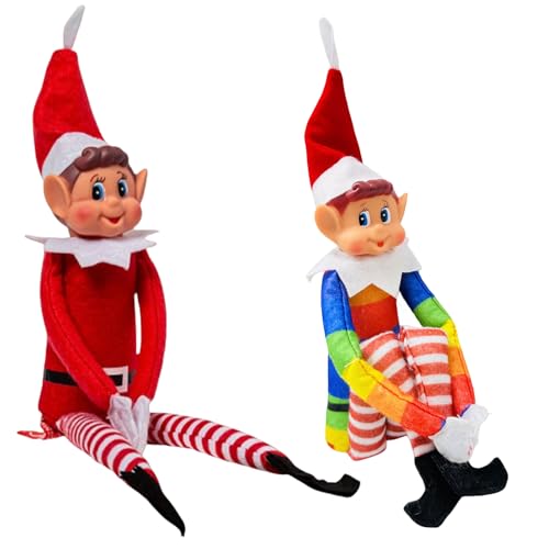 HUAWELL 2 Stück Weihnachtselfen Plüschtier Neuheit Lange Bendy Naughty Boy Weihnachtselfen Puppe Geschenk für Kinder Weihnachtstag Frohes Neues Jahr 30,5 cm von HUAWELL