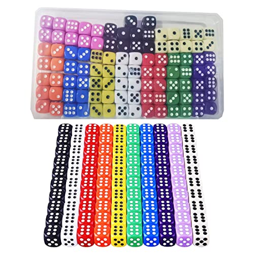 HUAZIZ 100 Stück Würfel 12mm Bunt Würfel, 6 Seitig 10 Farben, Durchscheinende, Farben Würfel Set für Würfelspiele Tischspiele, Brettspiele, Mathe-Spiele von HUAZIZ